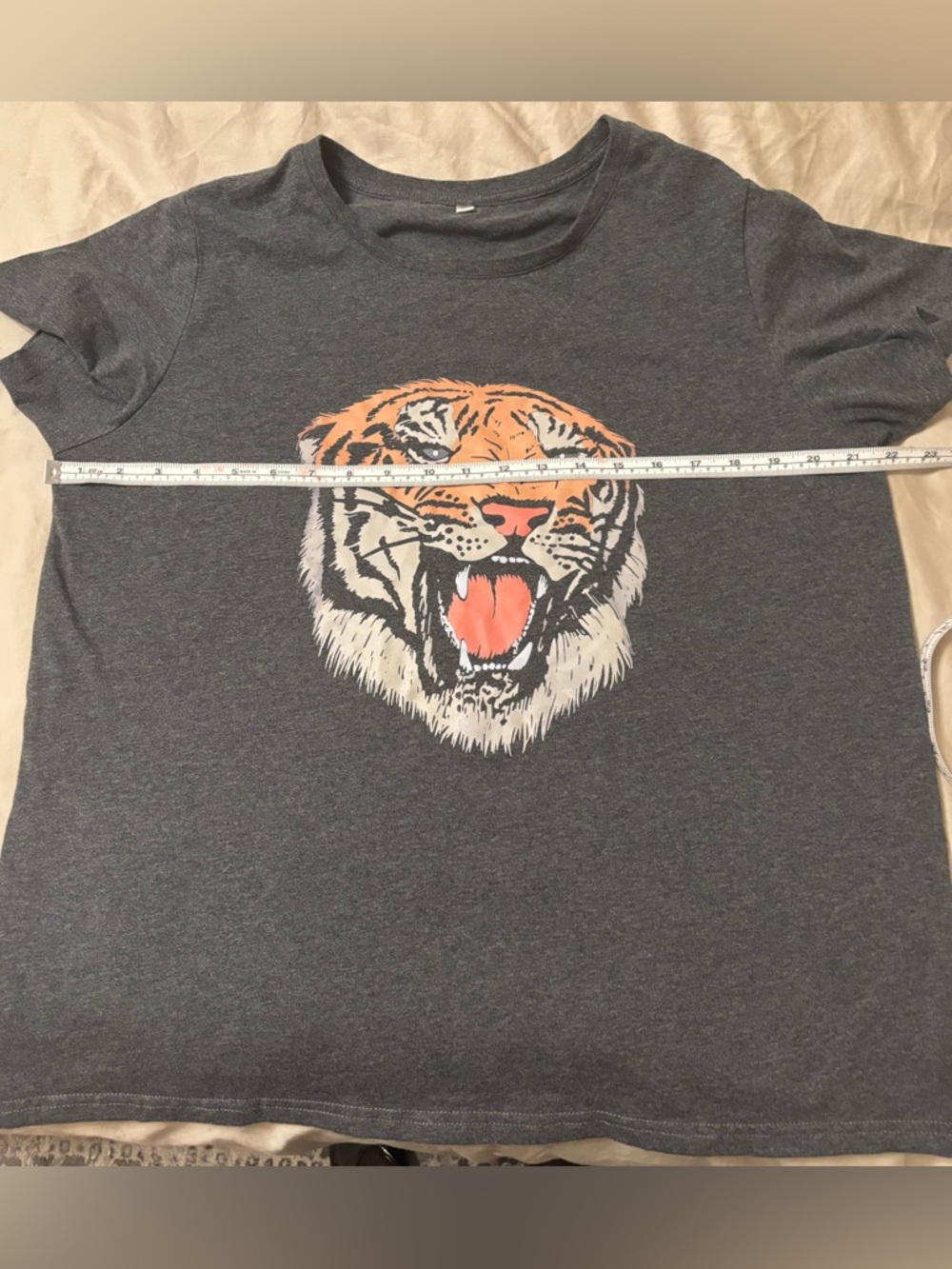 Charcoal Tiger Graphic Tee - Orange & White Tiger Print,  100% cotton - Picture 5 of 7